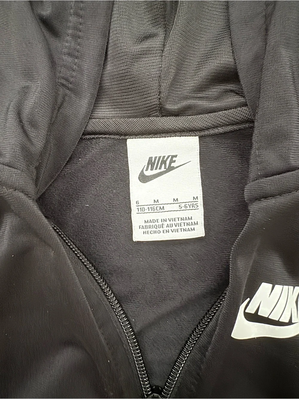 Nike Black Boys Jacket and Pants with White Logo Panels